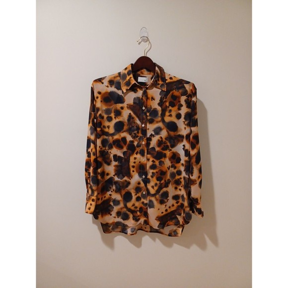 NWOT Aritzia WILFRED FREE Brinley Tie Dye Blouse Cider Gold Oversized Top S - Picture 2 of 6